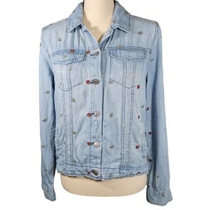 Harper Heritage Floral Embroidered Jean Jacket, Lightwash, Small